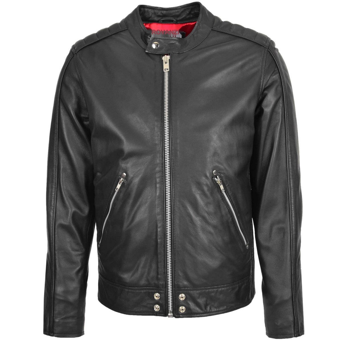 BUNERI Chaqueta Biker Casual de Cuero para Hombre Negro - Imagen 4