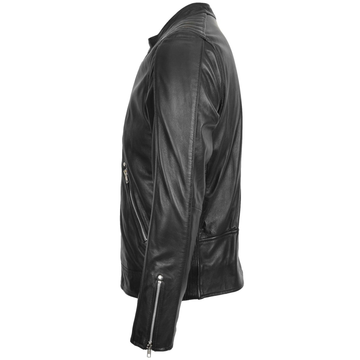 BUNERI Chaqueta Biker Casual de Cuero para Hombre Negro - Imagen 6