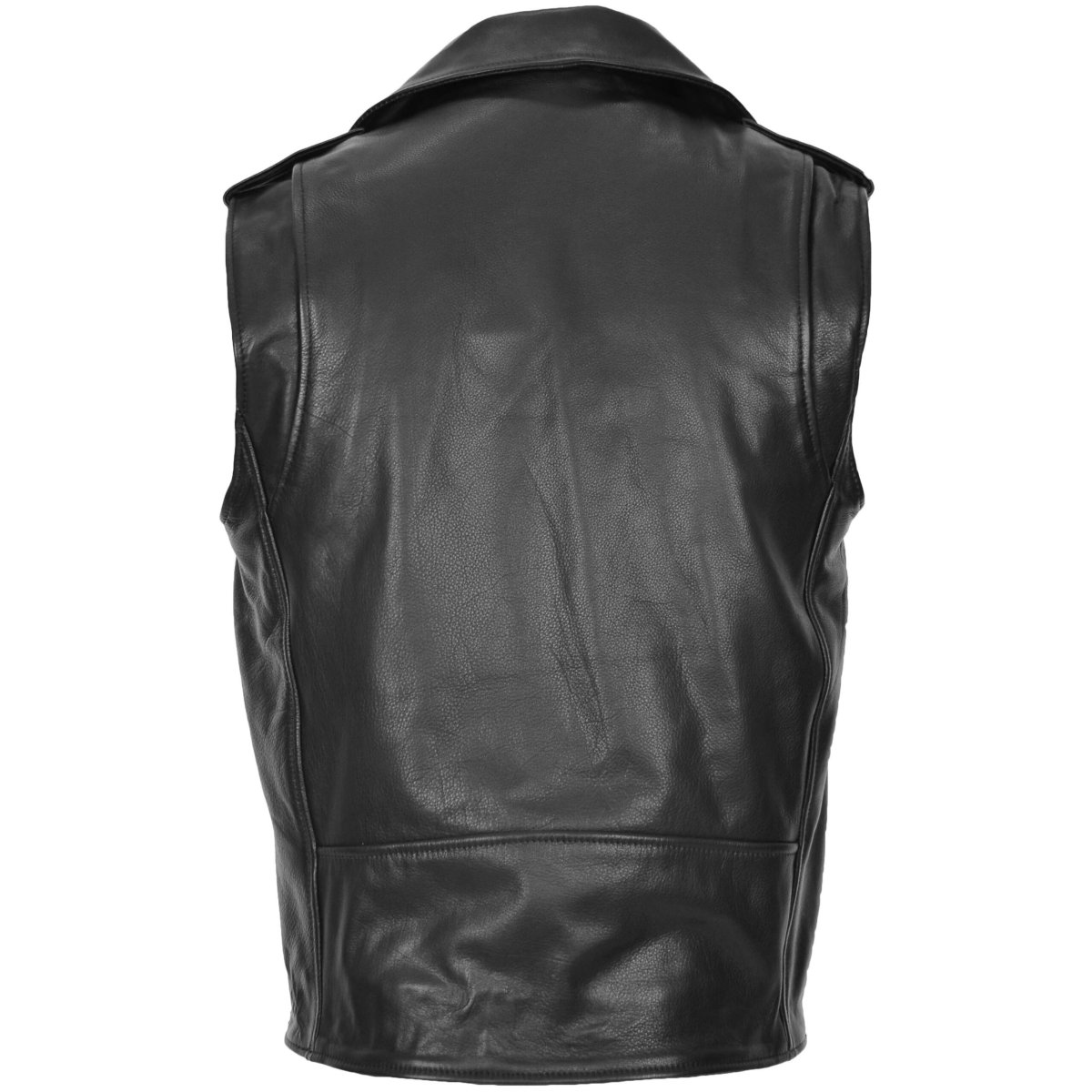 BUNERI Chaleco Hombre Cuero Cremallera Cruzada Biker Brando Negro - Imagen 3