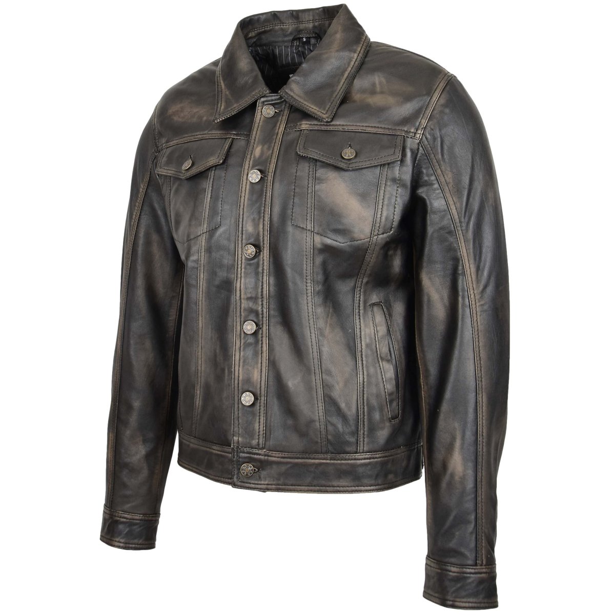 BUNERI Chaqueta Hombre Cuero Lee Rider Casual Bicolor - Imagen 5