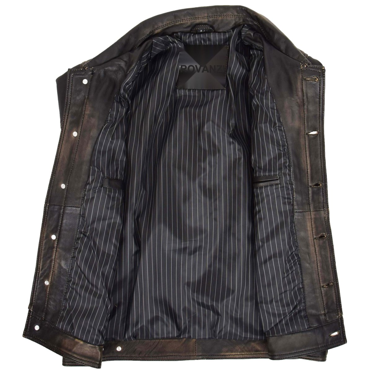 BUNERI Chaqueta Hombre Cuero Lee Rider Casual Bicolor - Imagen 7