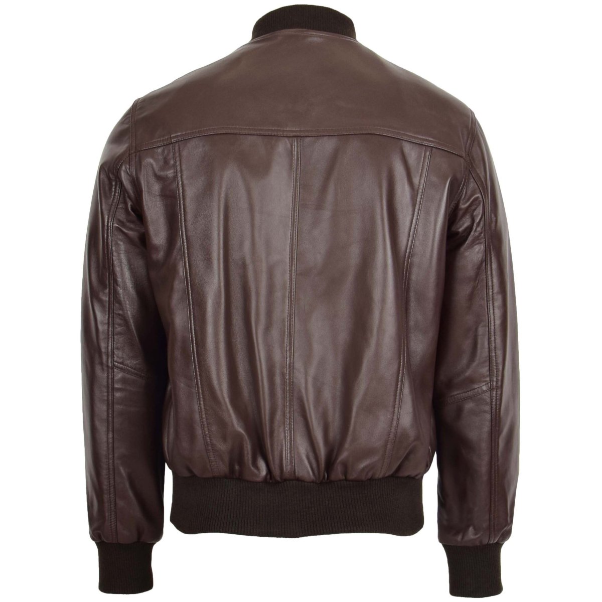BUNERI Chaqueta Bomber MA-1 de Cuero Marrón para Hombre - Imagen 3