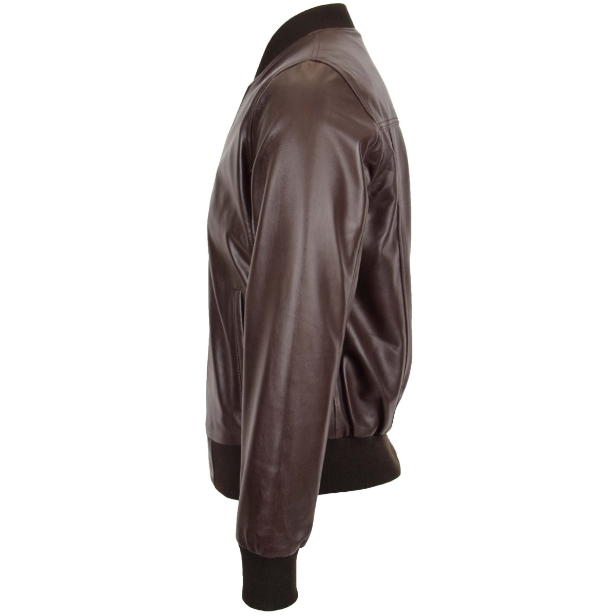 BUNERI Chaqueta Bomber MA-1 de Cuero Marrón para Hombre - Imagen 6