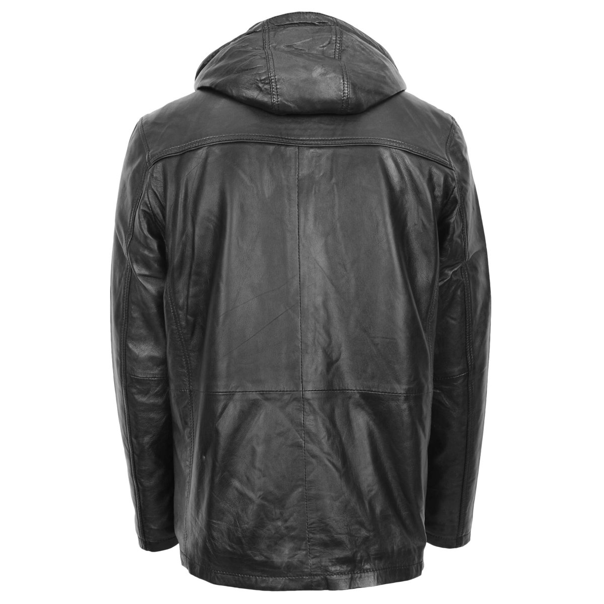 BUNERI Parka de Cuero Logan Negro con Capucha Extraíble - Imagen 3