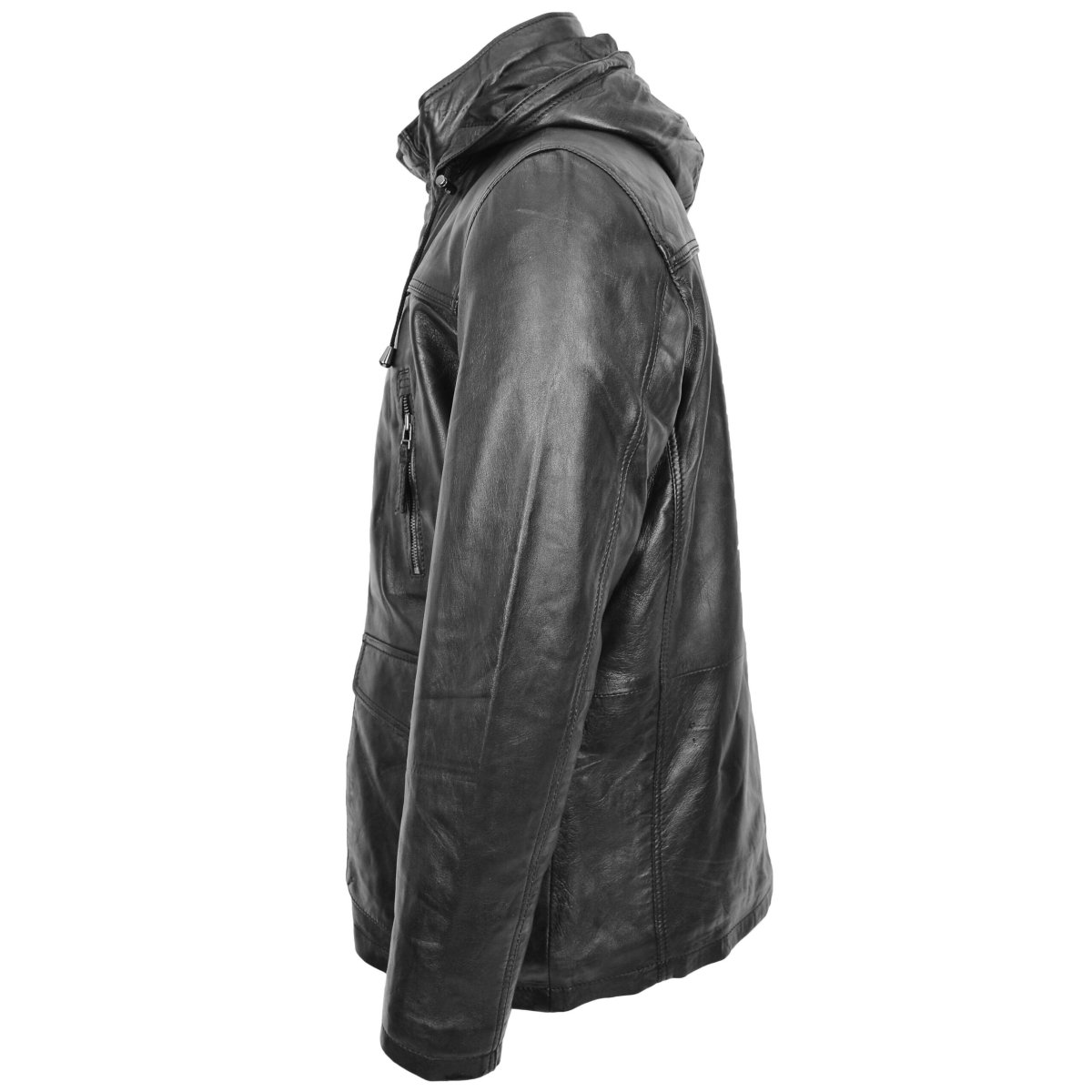 BUNERI Parka de Cuero Logan Negro con Capucha Extraíble - Imagen 6
