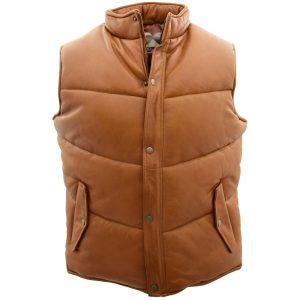 BUNERI Chaleco Hombre Cuero Puffer Body Warmer Tostado