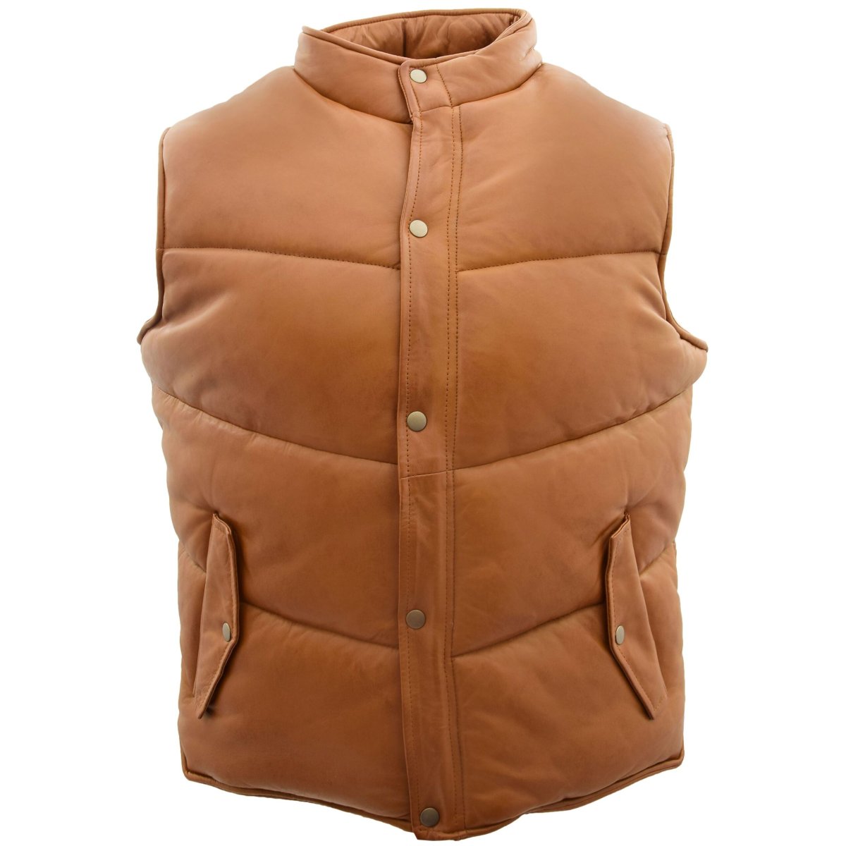 BUNERI Chaleco Hombre Cuero Puffer Body Warmer Tostado - Imagen 4