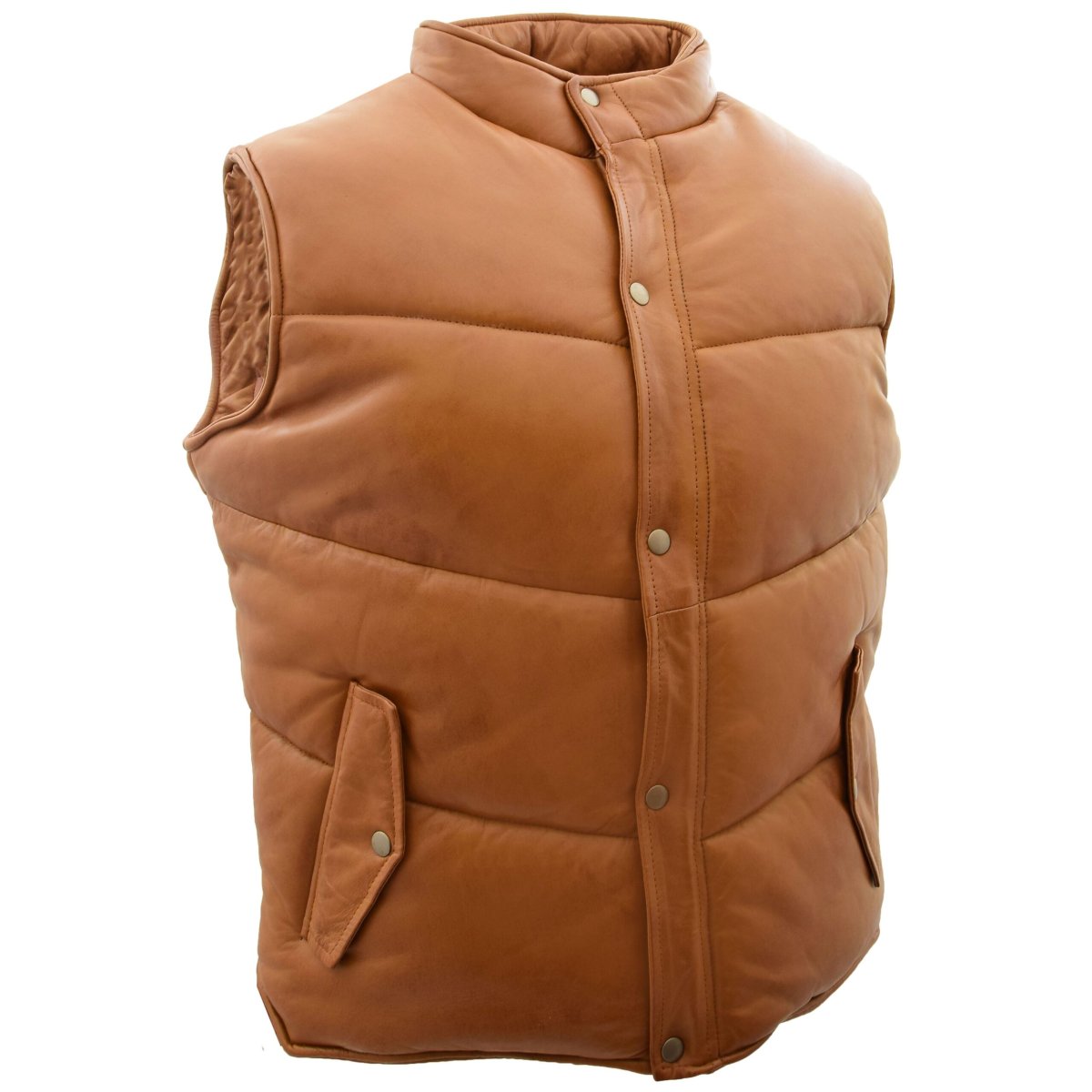 BUNERI Chaleco Hombre Cuero Puffer Body Warmer Tostado - Imagen 5