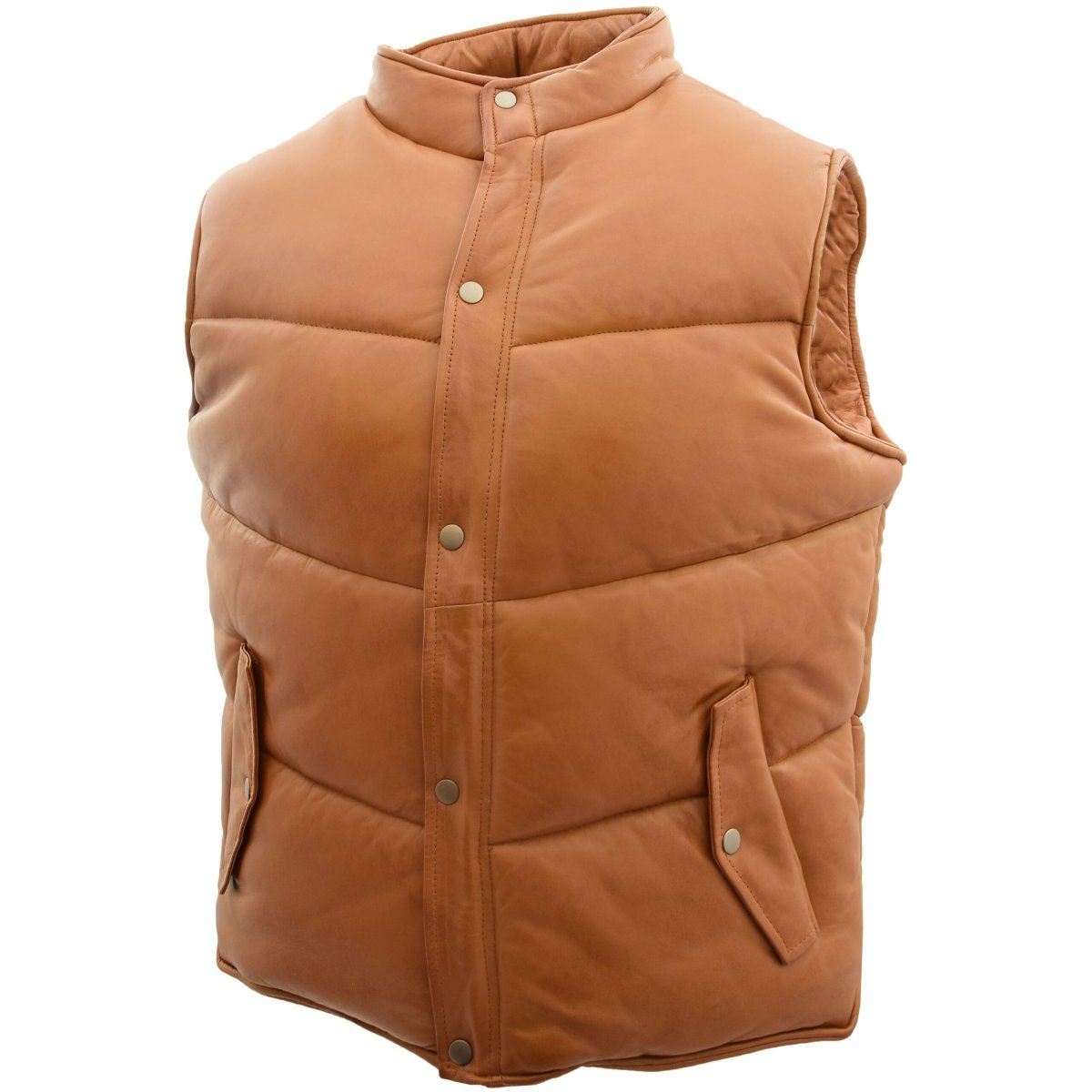 BUNERI Chaleco Hombre Cuero Puffer Body Warmer Tostado - Imagen 6