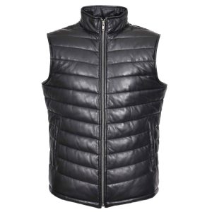 BUNERI Chaleco Hombre Cuero Puffer Body Warmer Negro