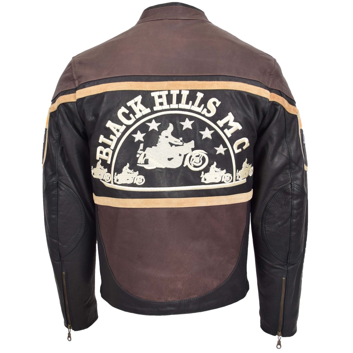 BUNERI Black Hills Chaqueta de Cuero para Hombre Marrón con Parches de Carreras - Imagen 3
