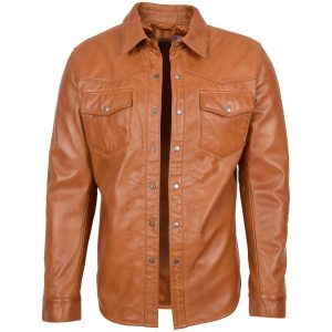 BUNERI Chaqueta de Cuero Oliver Tostado Estilo Trucker