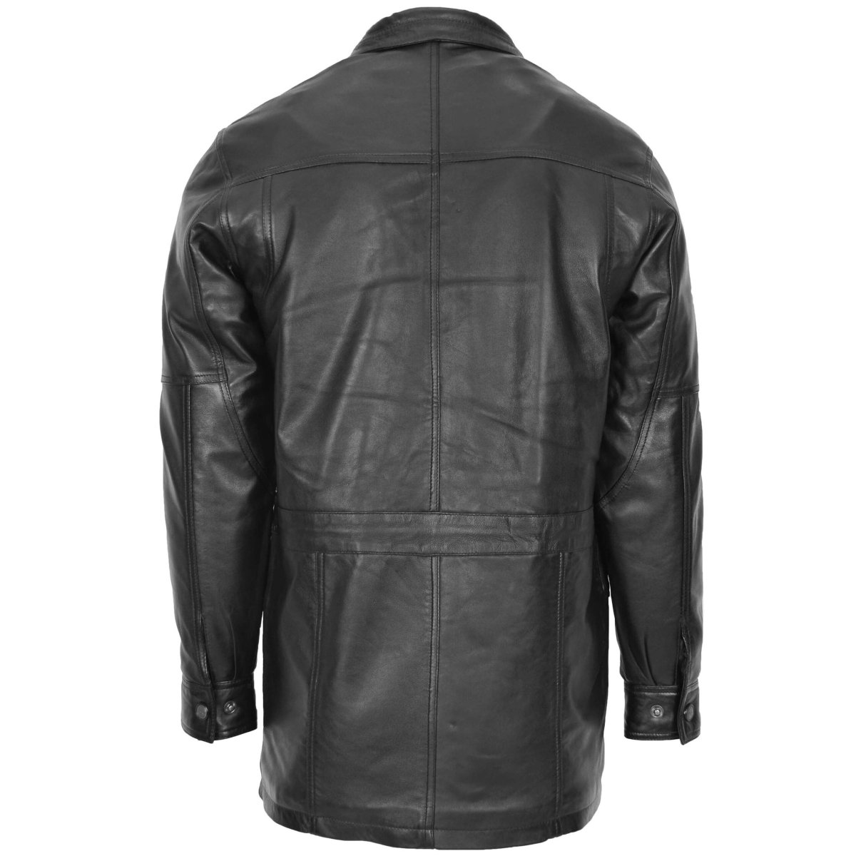BUNERI Abrigo de Cuero para Hombre Estilo Carro Negro - Imagen 3
