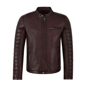 Chaqueta de moto estilo cafe racer para hombre, confeccionada en piel de cordero auténtica.