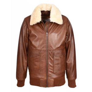BUNERI Aviador Luca Tostado Premium Cuero G-1 Estilo Piloto Hombre