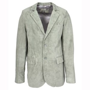 BUNERI Blazer de Ante de Cabra para Hombre Gris