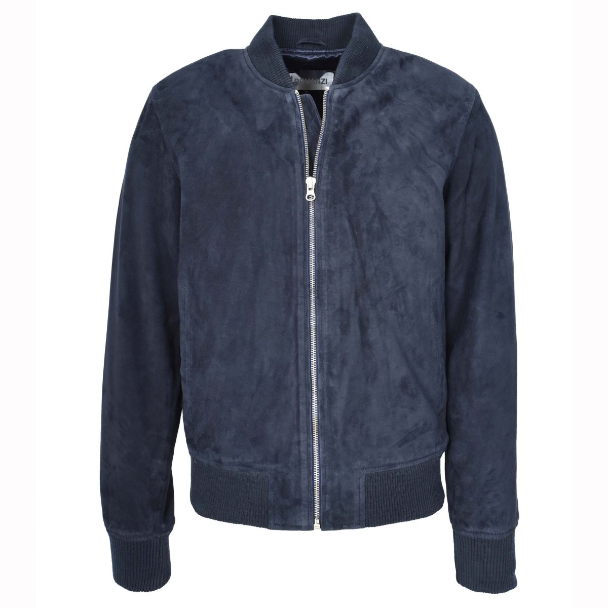 BUNERI Chaqueta Bomber de Ante de Cabra Auténtico para Hombre – Azul Marino