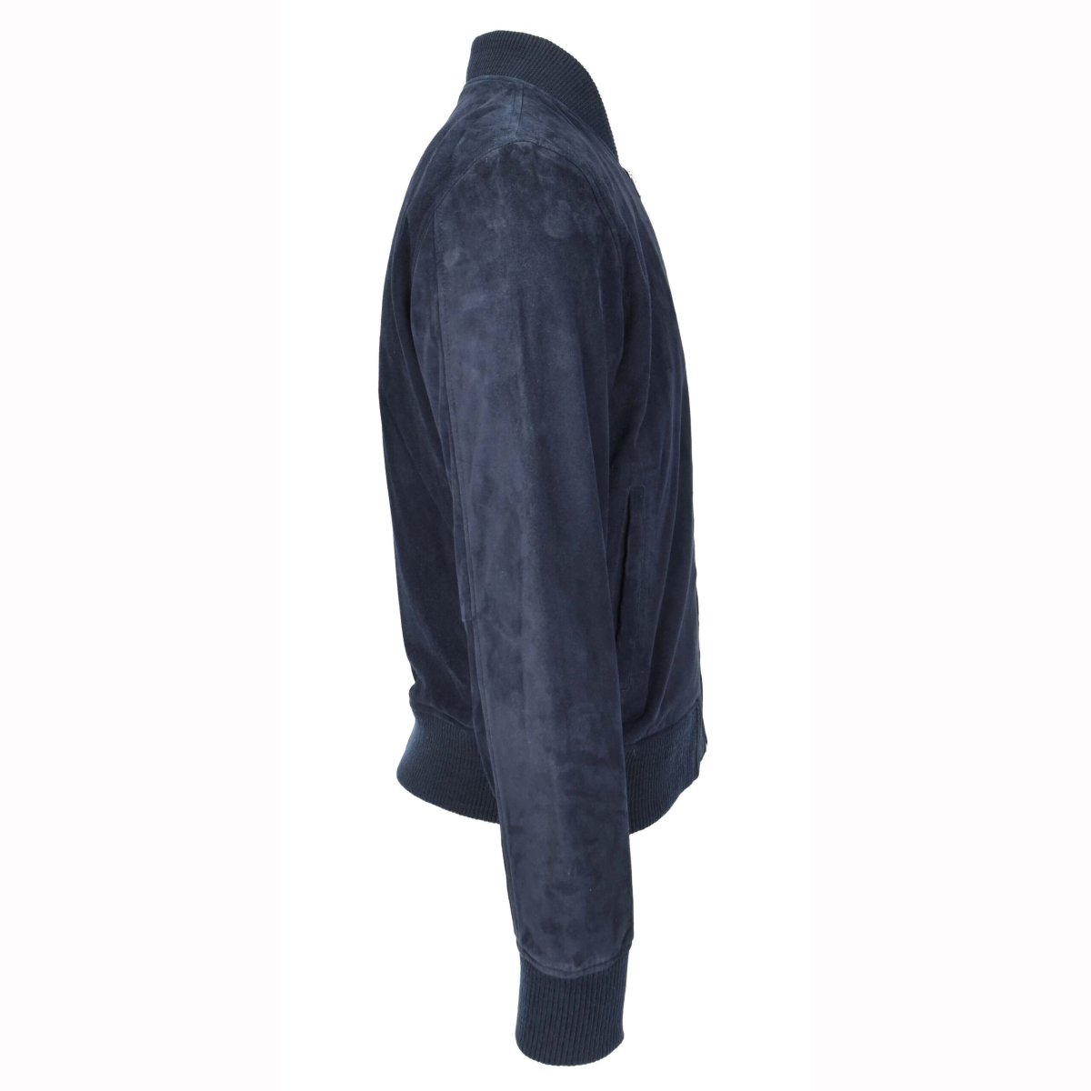 BUNERI Chaqueta Bomber de Ante de Cabra Auténtico para Hombre – Azul Marino - Imagen 6