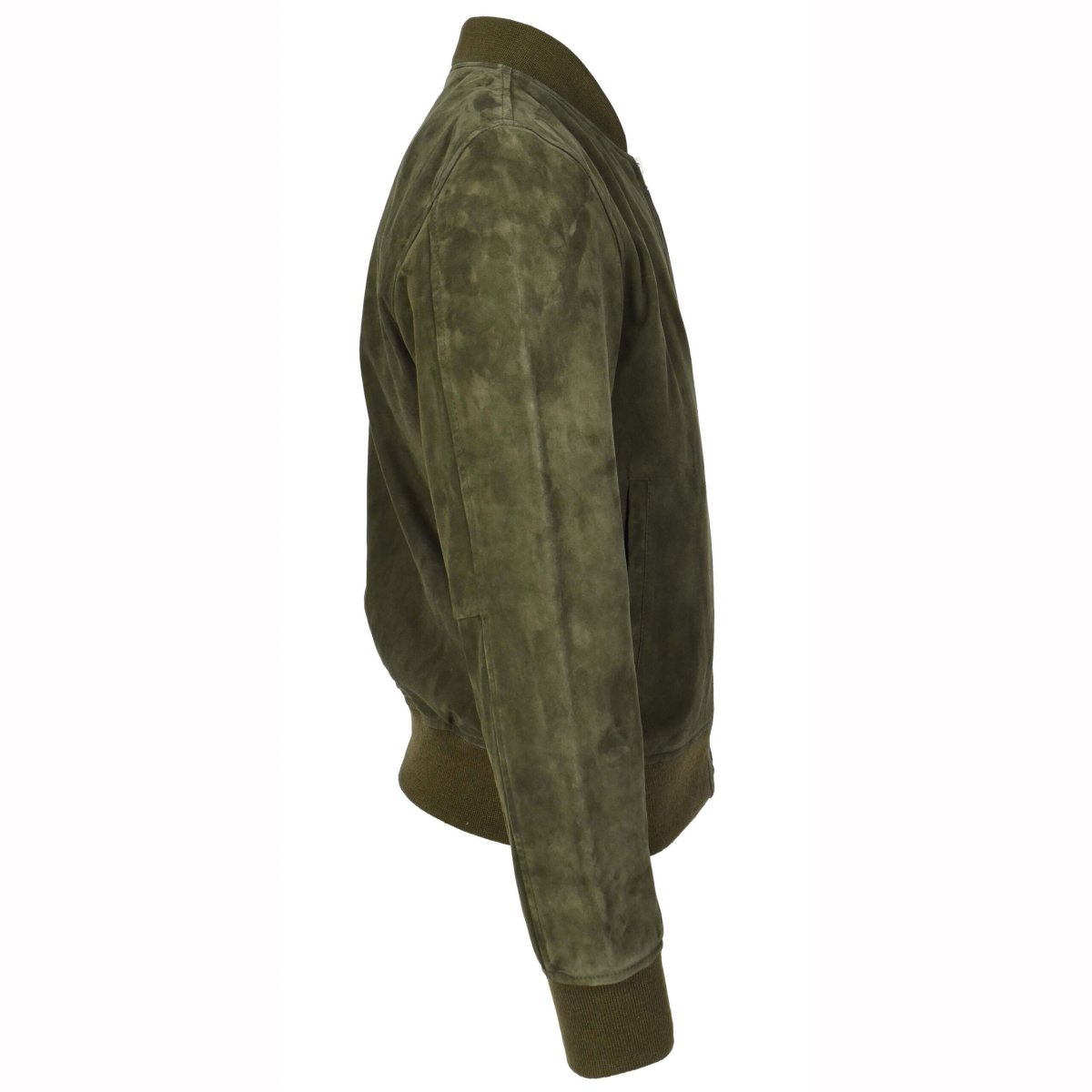 BUNERI Chaqueta Bomber de Ante de Cabra Auténtico Verde Oliva - Imagen 4