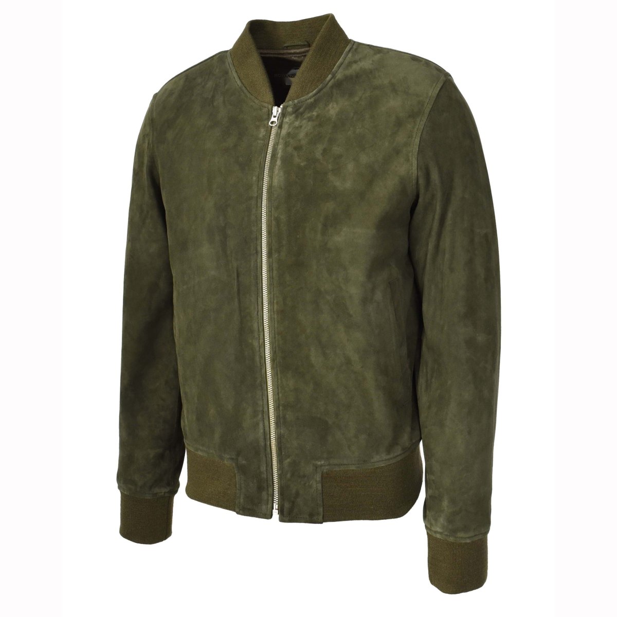 BUNERI Chaqueta Bomber de Ante de Cabra Auténtico Verde Oliva - Imagen 5