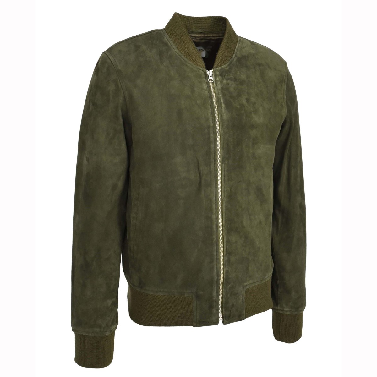 BUNERI Chaqueta Bomber de Ante de Cabra Auténtico Verde Oliva - Imagen 6