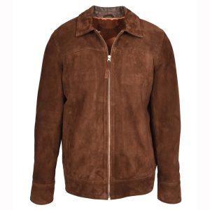 BUNERI Chaqueta de Ante de Cabra Marrón Óxido para Hombre Corte Box