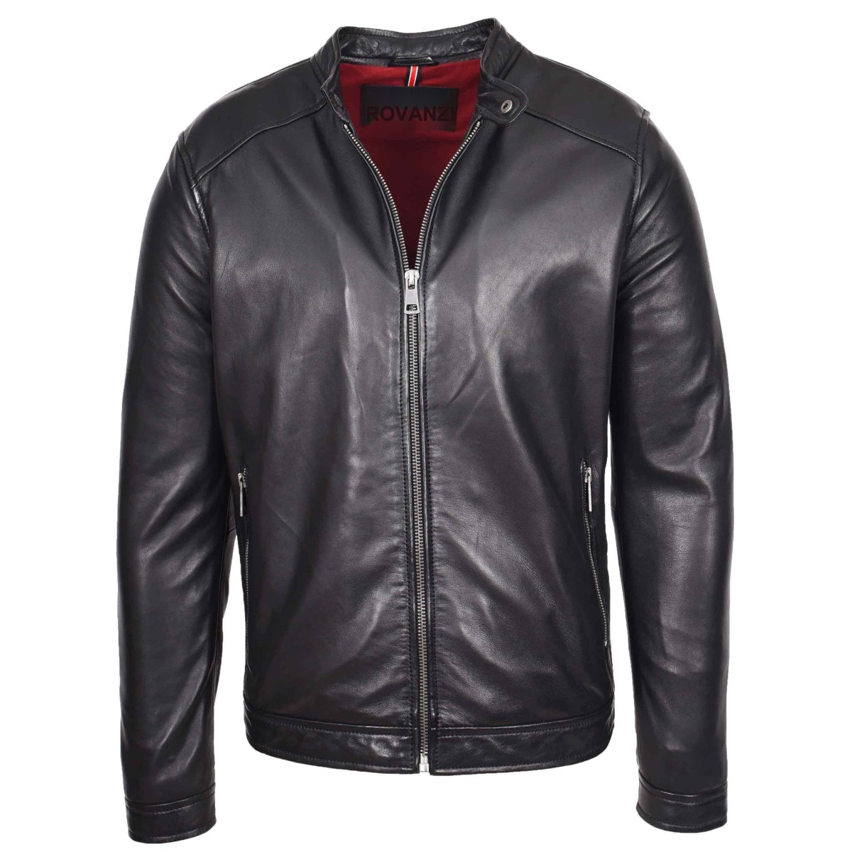 BUNERI Chaqueta Hombre Cuero Auténtico Estilo Biker Casual Negro - Imagen 8