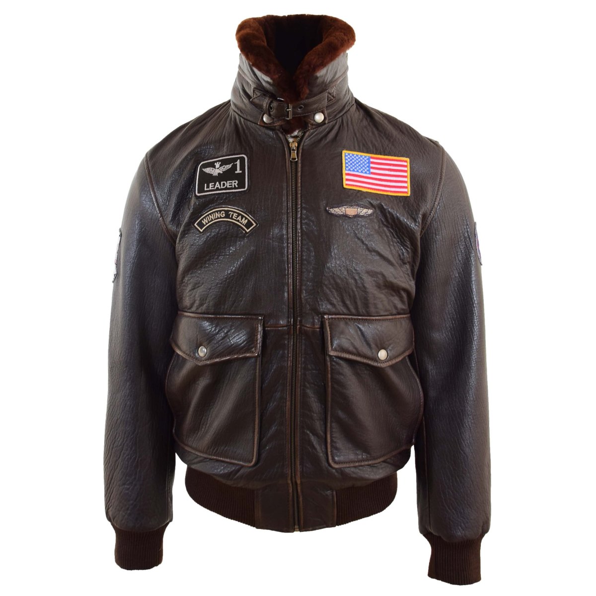 BUNERI G-1 Chaqueta de Cuero Aviador con Insignias - Imagen 4