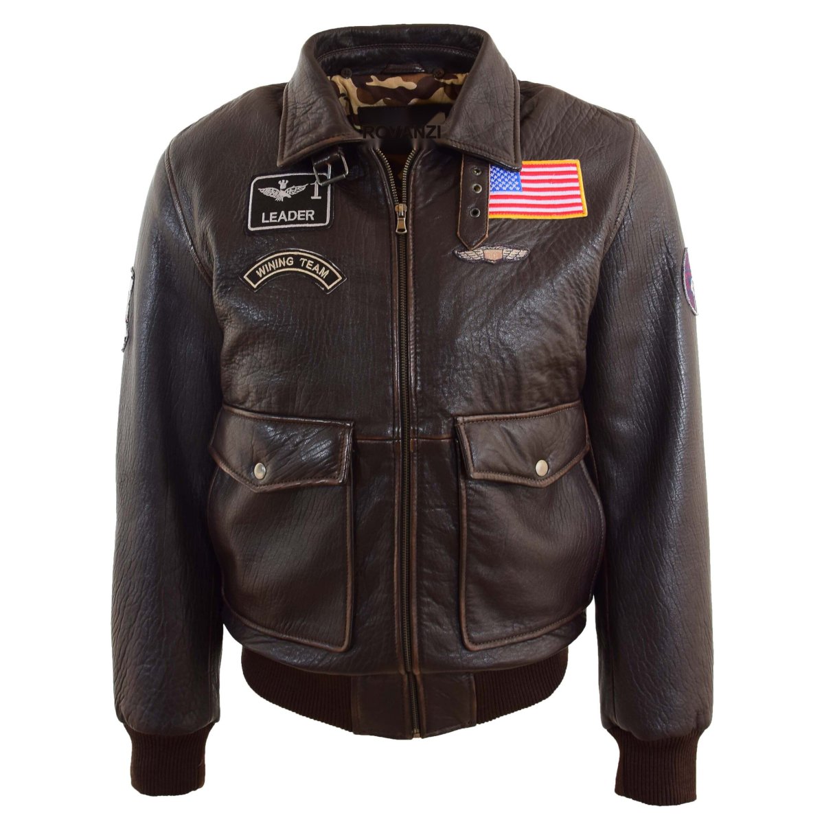 BUNERI G-1 Chaqueta de Cuero Aviador con Insignias - Imagen 5