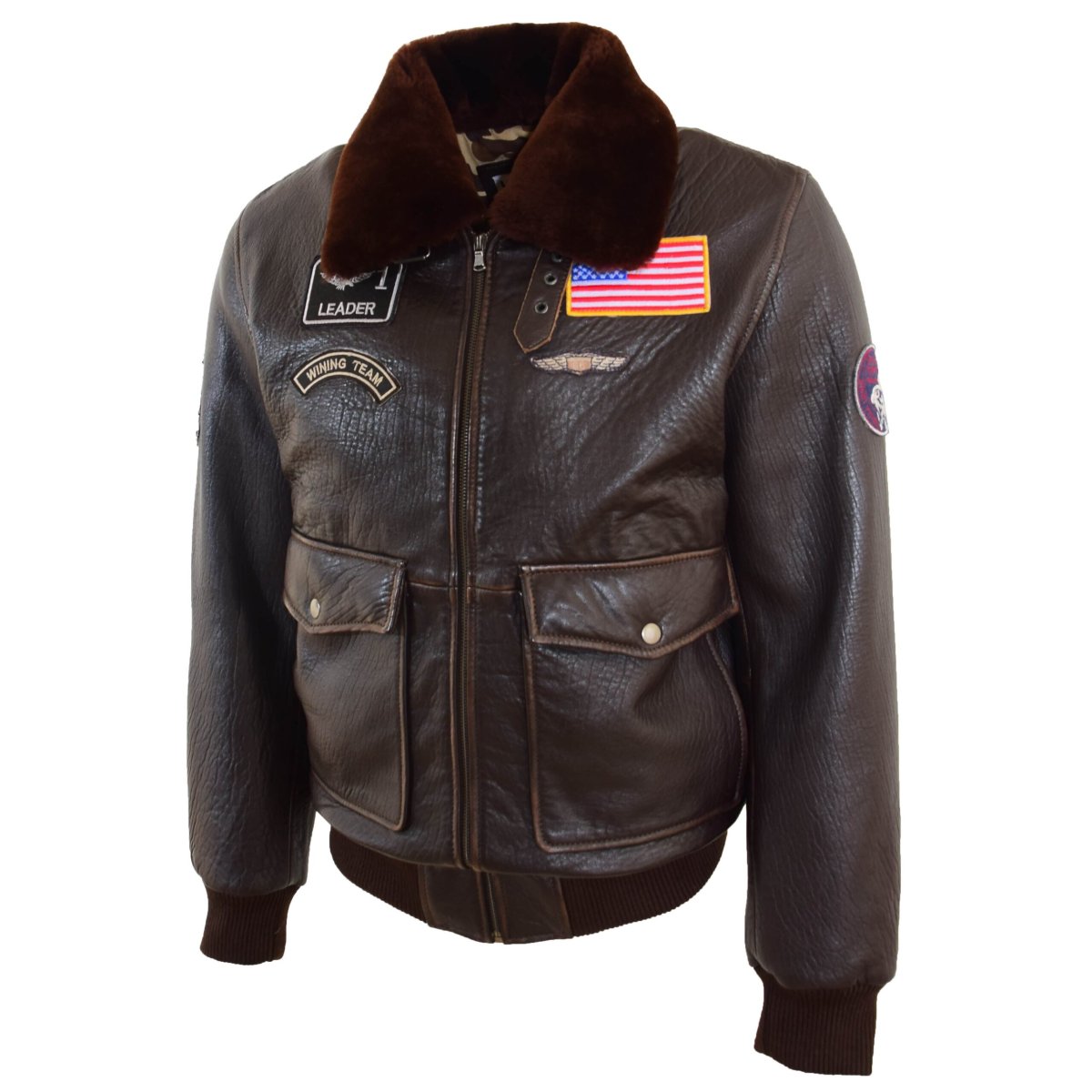 BUNERI G-1 Chaqueta de Cuero Aviador con Insignias - Imagen 9