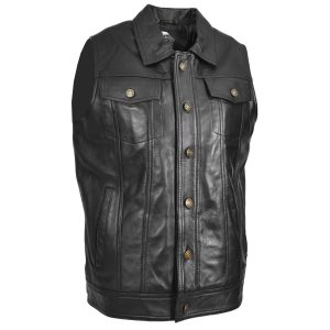 BUNERI Cuero Teddy Negro Estilo Trucker Clásico