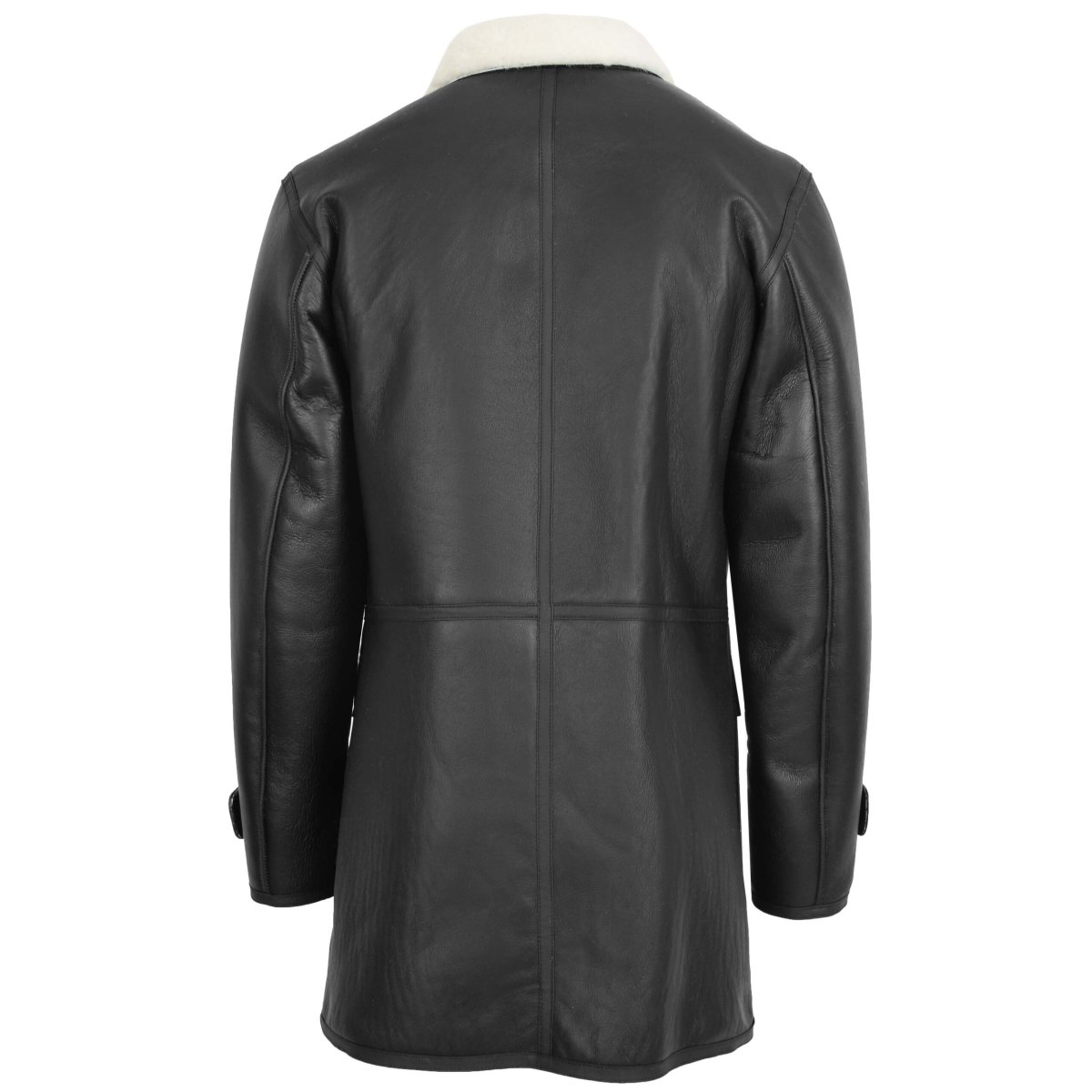 BUNERI Duffle de Piel de Oveja Vincent Negro y Blanco con Capucha - Imagen 4