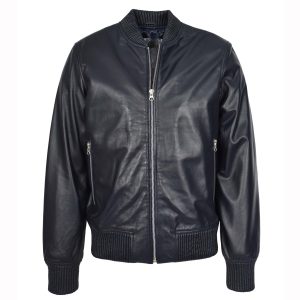 BUNERI Bomber de Cuero Torque Azul Marino MA-1 Varsity