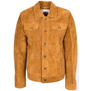 BUNERI Chaqueta Trucker de Piel de Ante Timmy Tostado Estilo Lee Rider