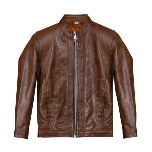 Chaqueta de motorista retro marrón para hombre