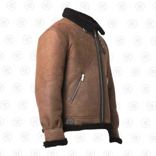 Chaqueta de piel de oveja para hombre forrada con piel de oveja - Imagen 3