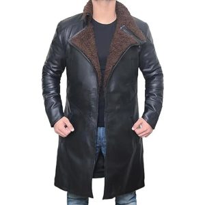 Gabardina de piel de oveja auténtica para hombre