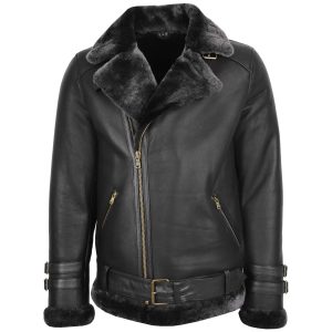 BUNERI Chaqueta Biker Aviador Alvin de Piel de Oveja