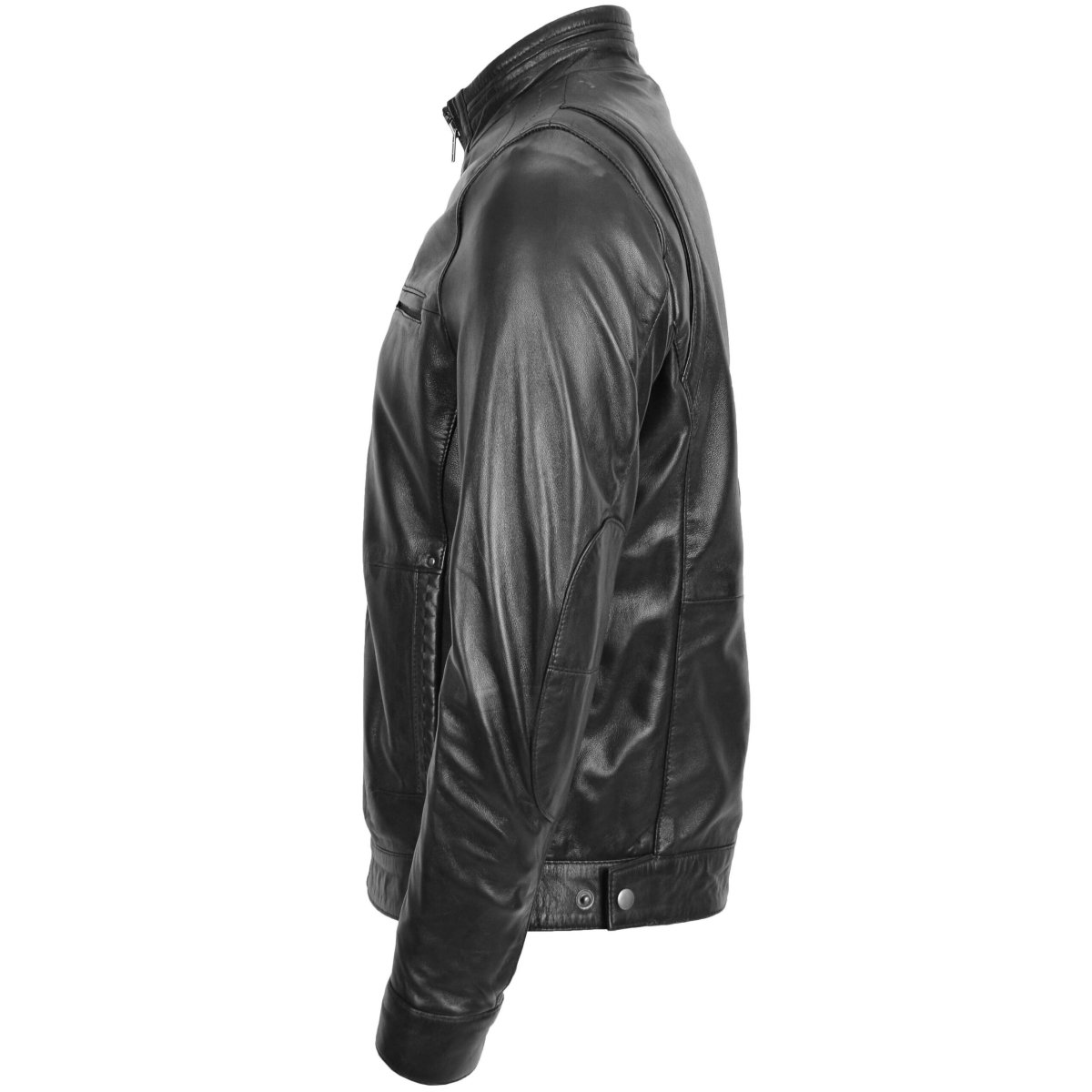 BUNERI Chaqueta de Cuero para Hombre con Cuello Alzado - Imagen 6