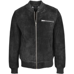 BUNERI Chaqueta Bomber Varsity de Piel de Ante Auténtica