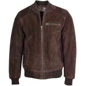 BUNERI Chaqueta Bomber Varsity de Ante para Hombre Marrón