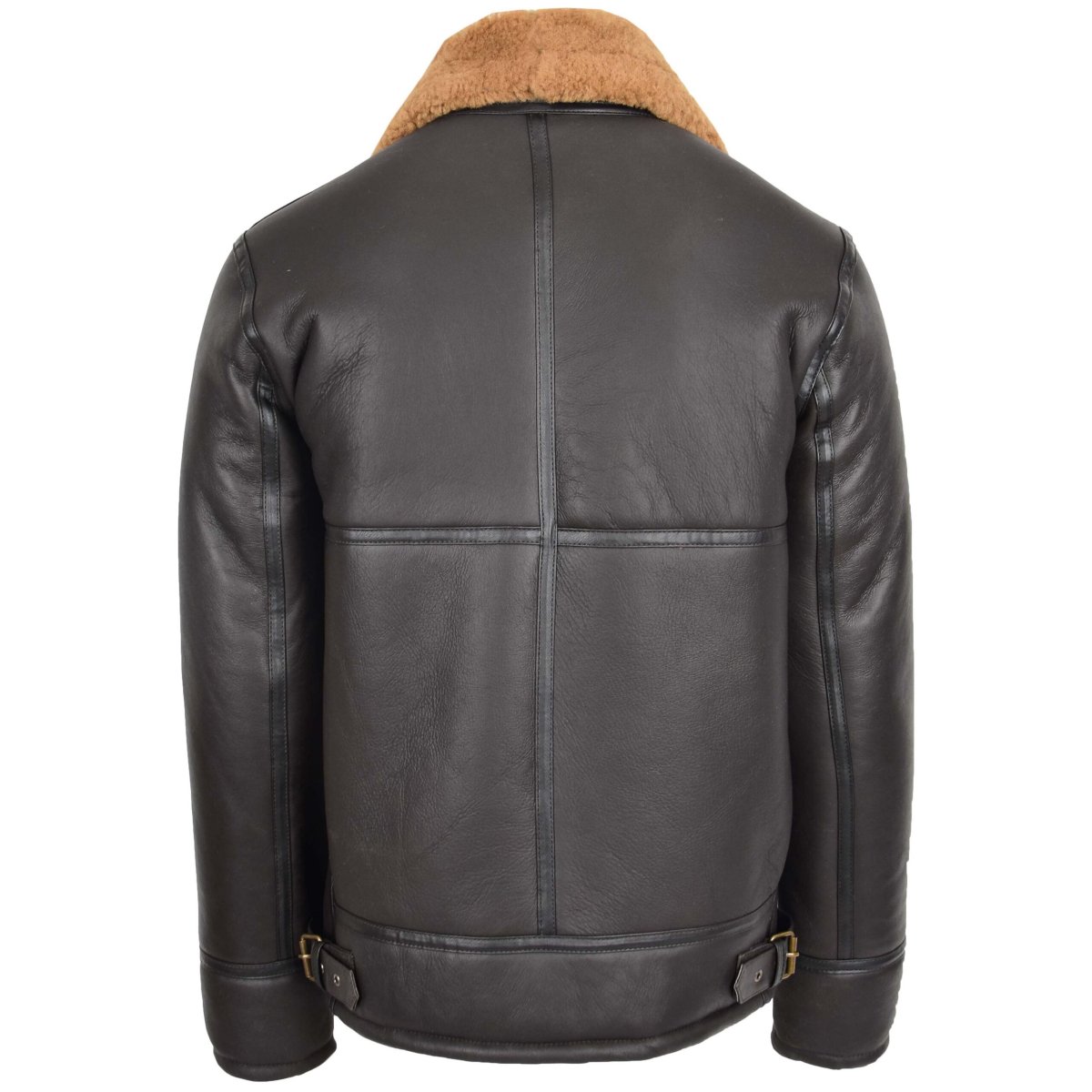 BUNERI Chaqueta Piel de Oveja Oscar Marrón Jengibre Estilo Aviador - Imagen 3