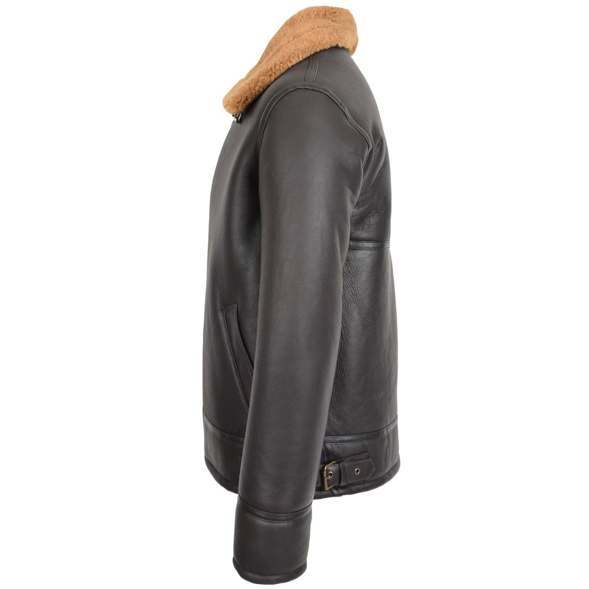 BUNERI Chaqueta Piel de Oveja Oscar Marrón Jengibre Estilo Aviador - Imagen 6