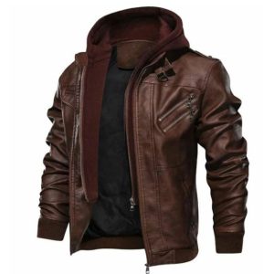 Chaqueta bomber de moto para hombre con capucha desmontable