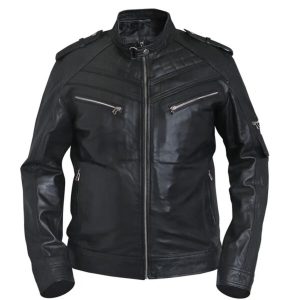 Chaqueta de cuero genuino estilo motero retro vintage para hombre