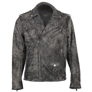 Chaqueta de moto para hombre de piel de oveja antigua