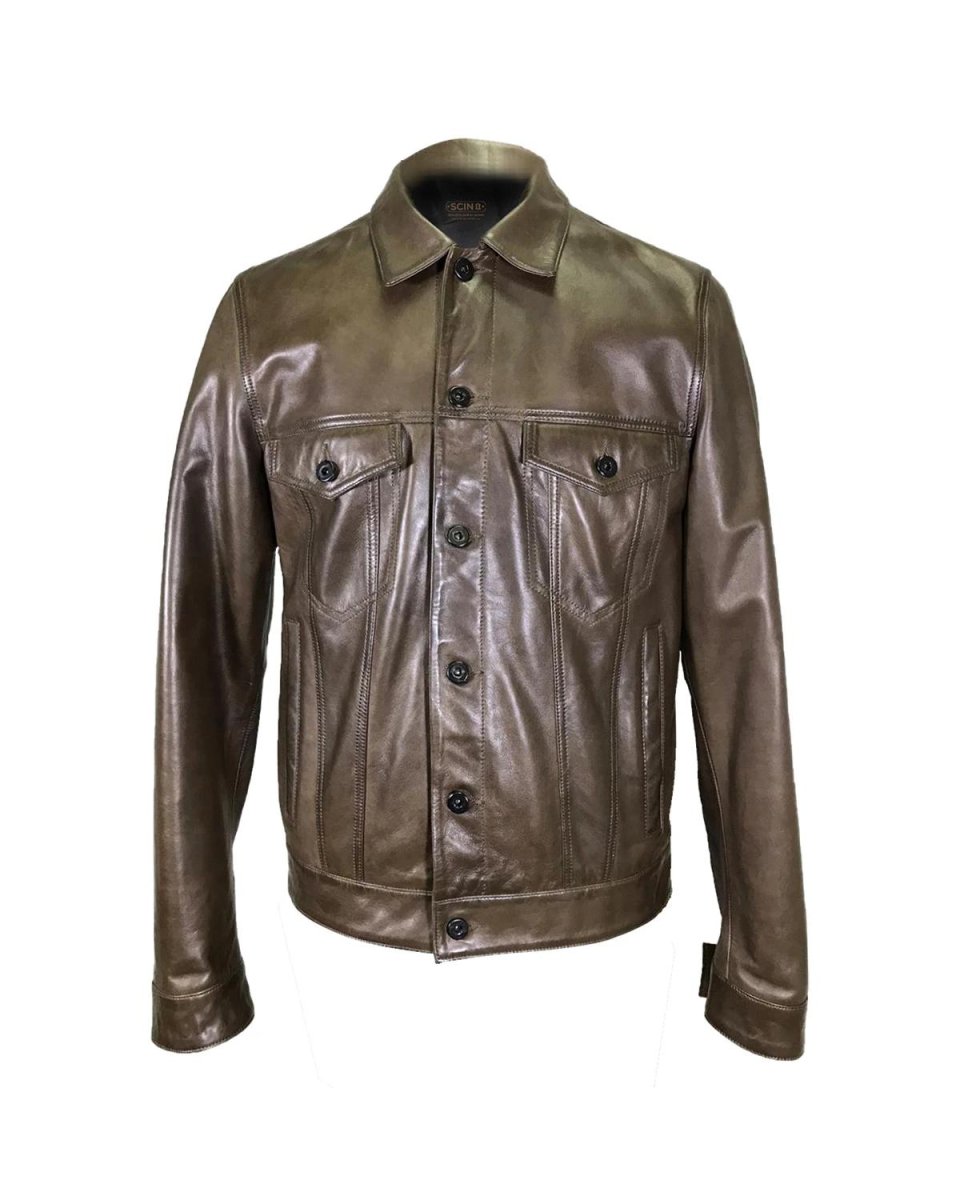 Chaqueta de piel de oveja abotonada para hombre - Imagen 2