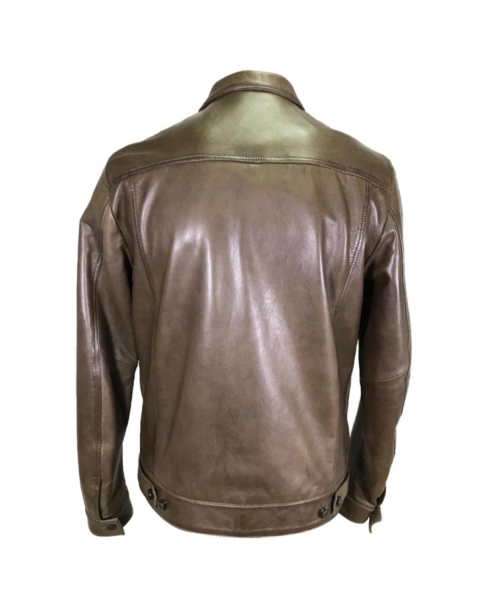 Chaqueta de piel de oveja abotonada para hombre - Imagen 3