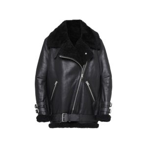 Chaqueta extragrande para mujer de Velocite, confeccionada en piel auténtica y piel de oveja.