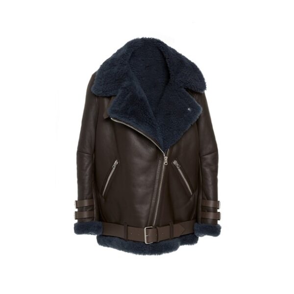 Chaqueta extragrande para mujer de Velocite, confeccionada en piel auténtica y piel de oveja. - Imagen 7